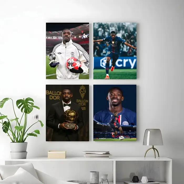 Affiche autocollante d'athlète O-Ousmane Dembele, autocollant en papier imperméable, décoration murale pour café, bar, chambre