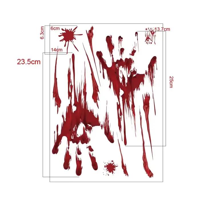 Spooky Halloween Window Stickers Decoration Scary Blood Hand Party Bloody Red Decals Home Accessories Living Room