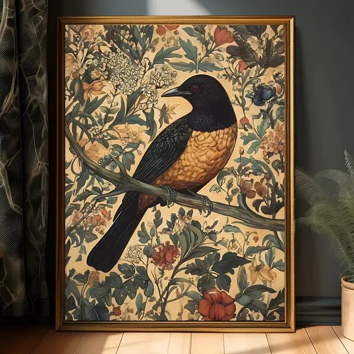 Affiche d'art d'oiseau Vintage imprimée