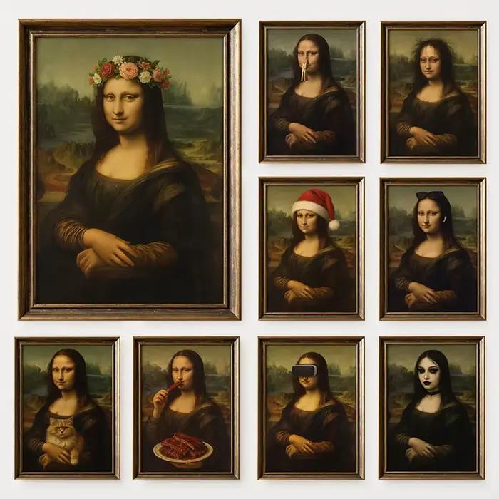 Da Vinci chef-d 'œuvre parodie Mona Lisa affiche Renaissance Portrait drôle toile peinture mur Art pour salon décor à la maison