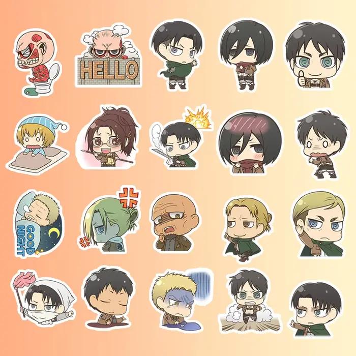 40 pièces d'autocollants Attack on Titan Manga Chibi – Autocollants décoratifs DIY pour scrapbooking