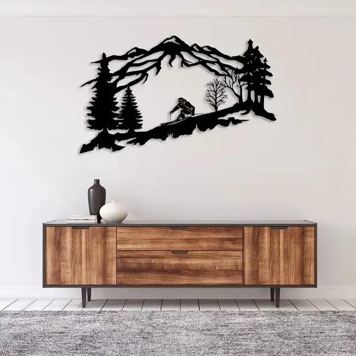 Art mural de skiier en métal