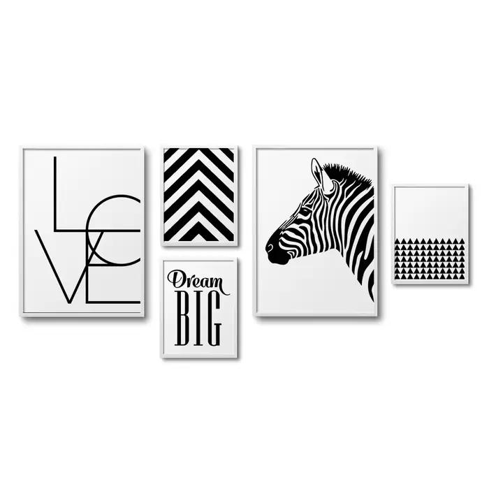 Peinture sur toile à imprimé abstrait géométrique zèbre noir et blanc