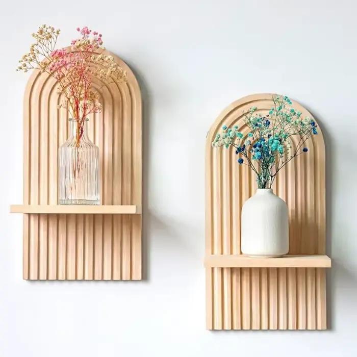 Boho étagères en bois pour mur décoratif livre étagère murale flottante pour salon salle de bain chambre