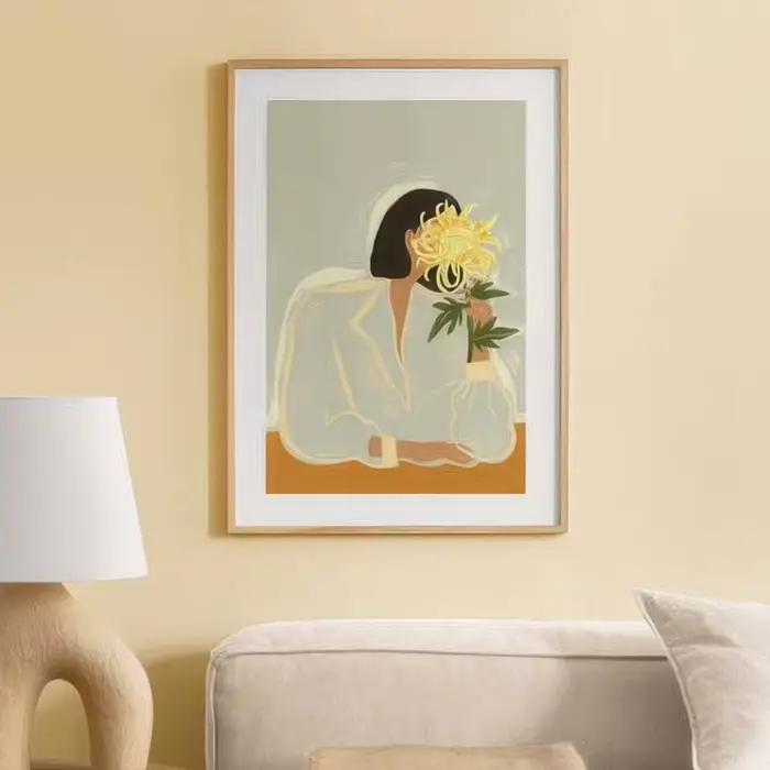 Van Gogh Botanica Verde ligne abstraite fleur Art géométrique printemps toile décorative impression peinture murale Art