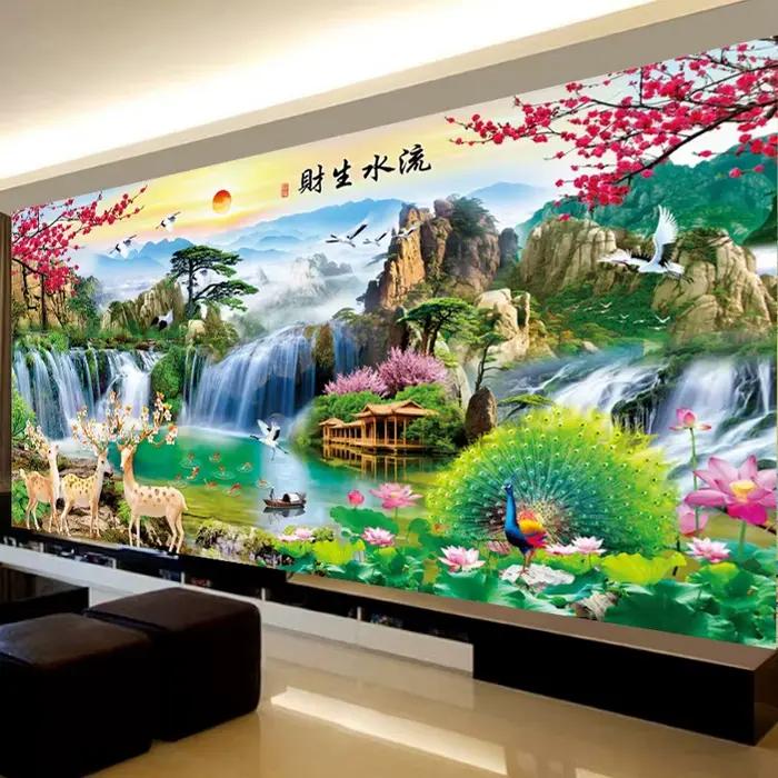 Peinture de paysage de paon d'élan
