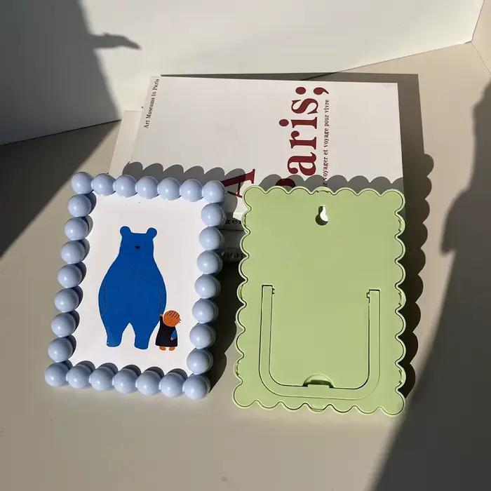 Cadre photo en plastique mignon à bordure perlée