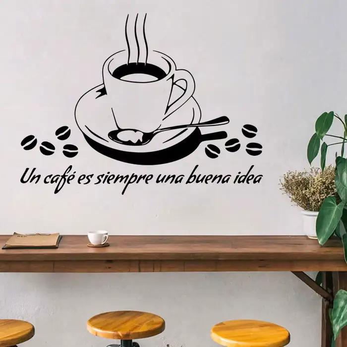 Autocollants muraux espagnols « Un café est toujours une bonne idée »