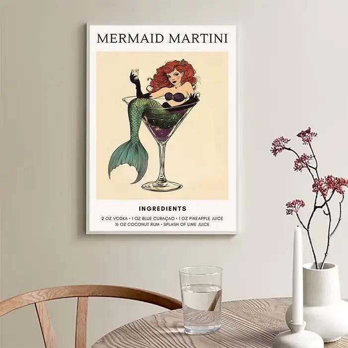 Affiche de Cocktail sirène Vintage