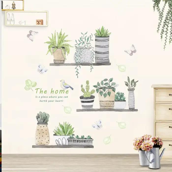Autocollant Mural de Style peinture de plantes en pot