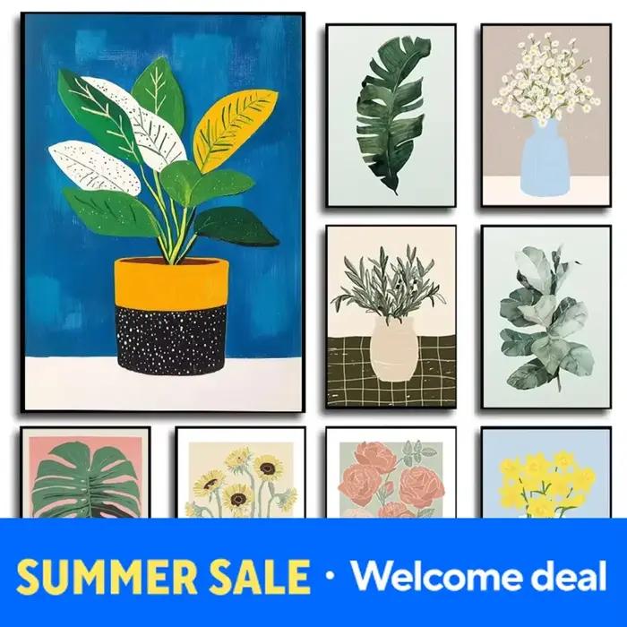 Affiche d'art de jardin avec vase à fleurs