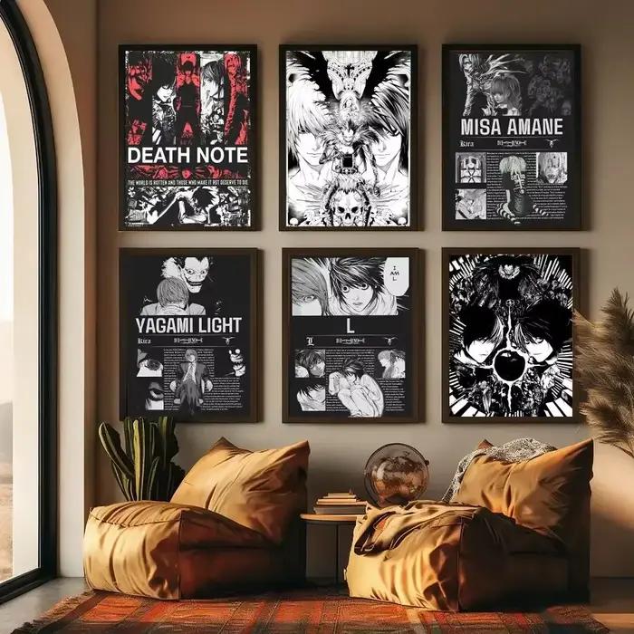 Anime d-death note peinture calligraphie haute qualité coton toile affiche mur Art pour salon moderne café maison décor