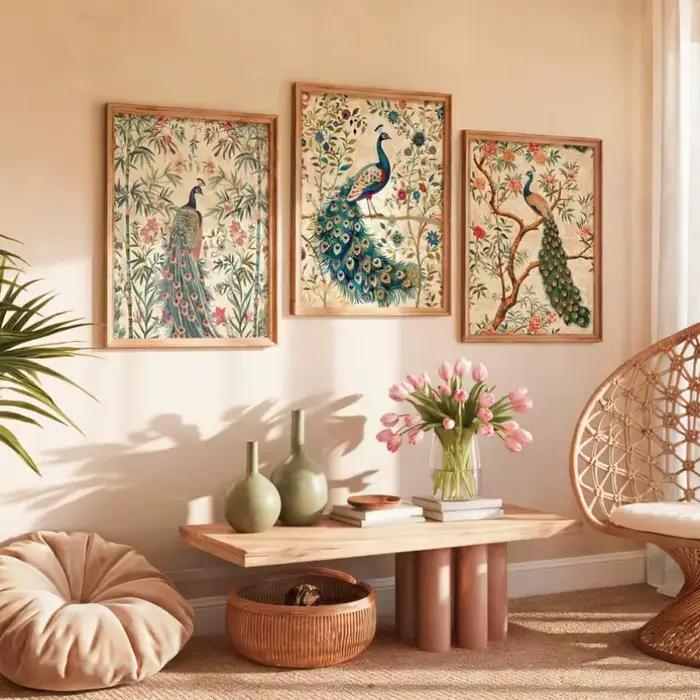 Affiche florale colorée indienne en bambou