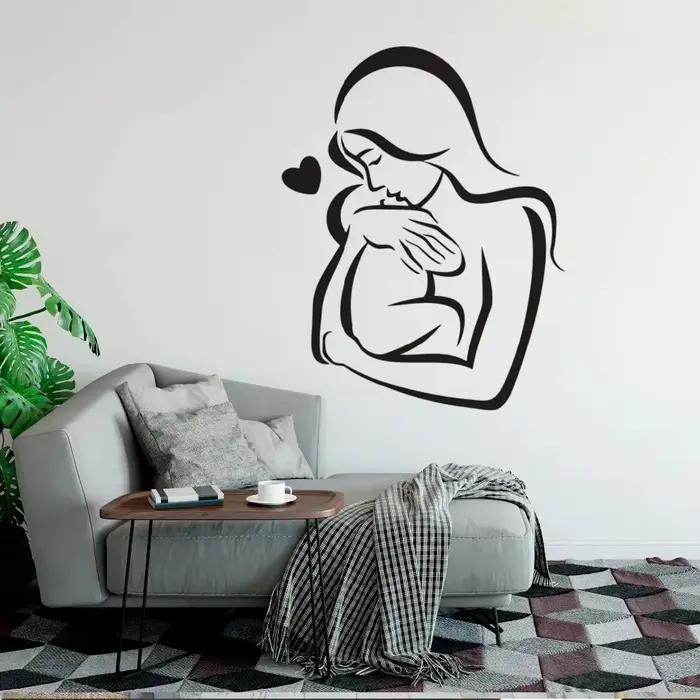 Décalcomanie d'art mural pour bébé et mère