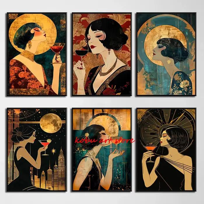Art mural de style vintage pour salle d'eau
