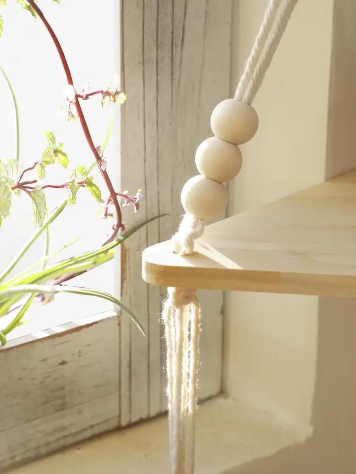 Étagère suspendue en macramé style Boho