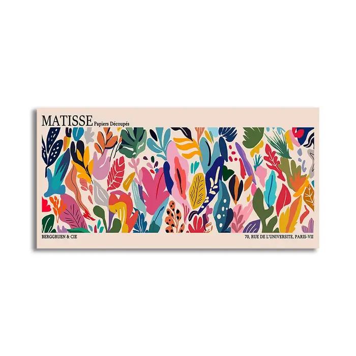 affiche decoration murale affiche poster mural Grande affiche d'exposition de feuilles géométriques Matisse Bauhaus, peinture sur toile abstraite imprimée, Art mural minimaliste pour décoration de mai