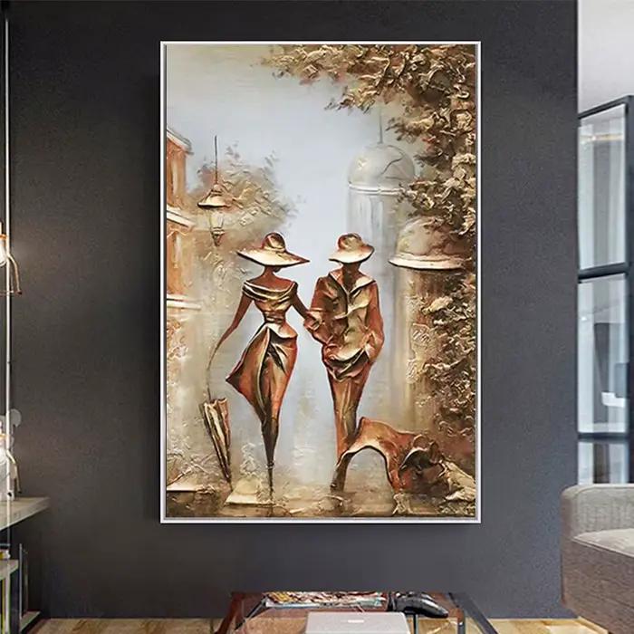 Peinture sur toile abstraite de Couple doré