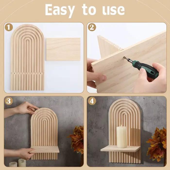 Boho étagères en bois pour mur décoratif livre étagère murale flottante pour salon salle de bain chambre