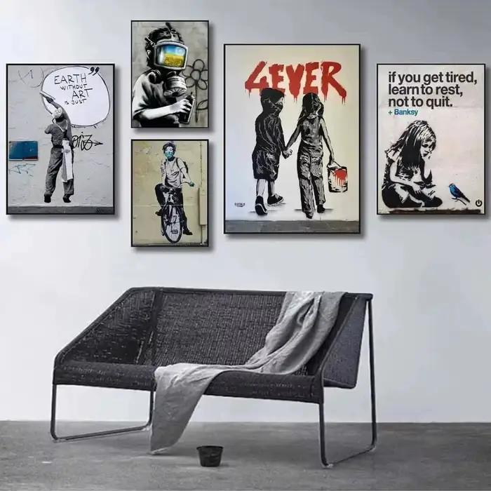 Culture de rue Graffiti Art Banksy mur Art minimaliste impression toile peinture affiches pour chambre moderne décor à la maison