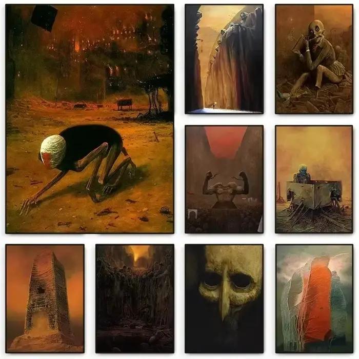 Zdzisław Beksiński oeuvre affiche imprime polonais surréaliste sombre toile peinture gothique mur Art pour salon décor à la maison