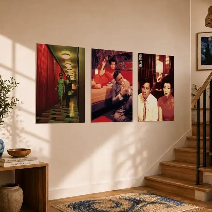 Affiche de film romantique In the Mood for Love, affiche vintage rétro d'anime, autocollants à coller et à décoller, décoration murale pour la maison