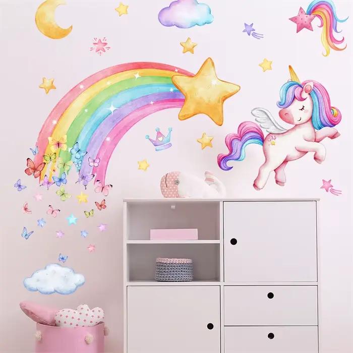 Autocollants muraux licorne pour enfants