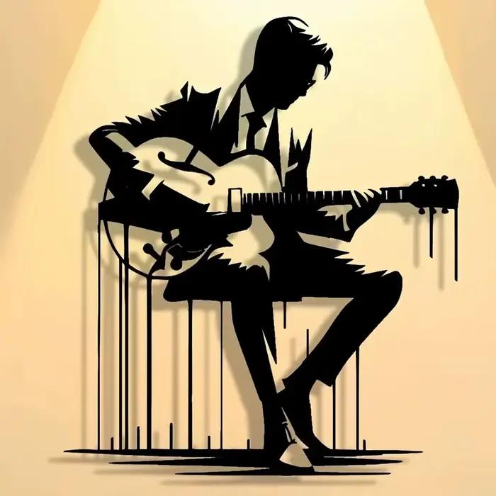 Art mural de guitare en métal abstrait