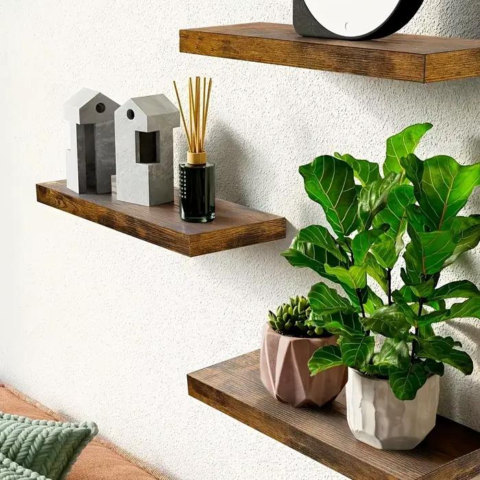 Étagère murale classique en bois massif