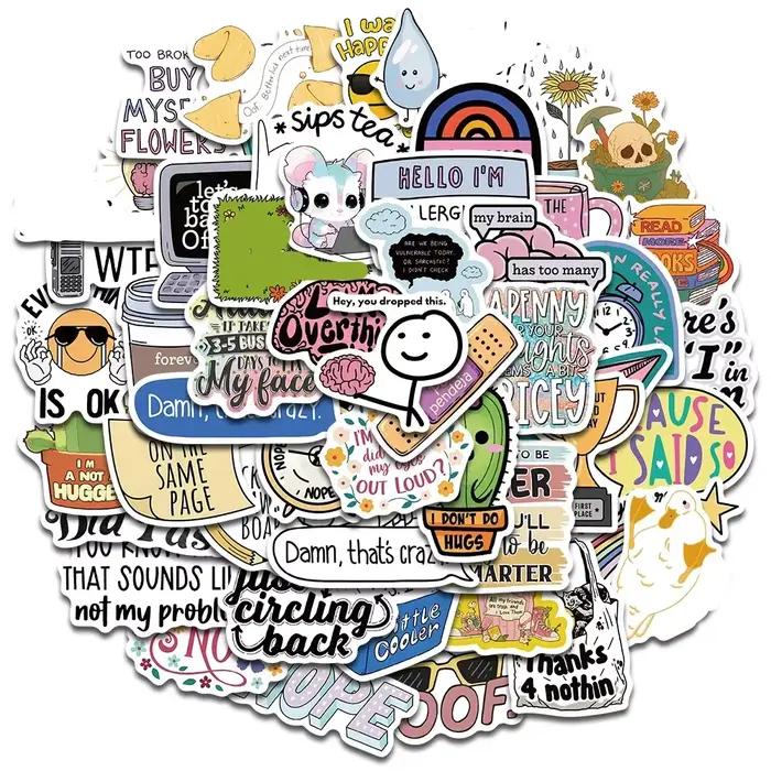 Autocollant sarcastique esthétique Kawaii Scrapbook Graffiti décoration ordinateur portable bagages téléphone