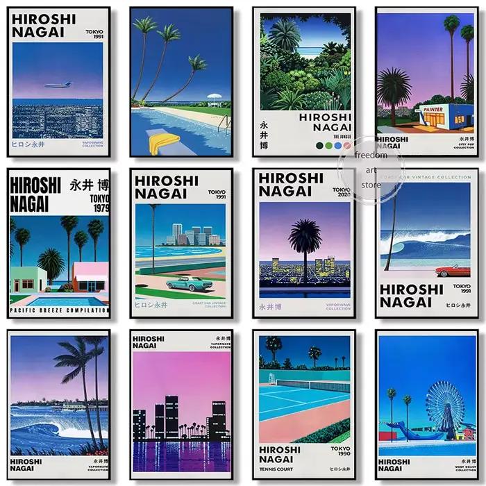 Affiches d'art de plage Vaporwave