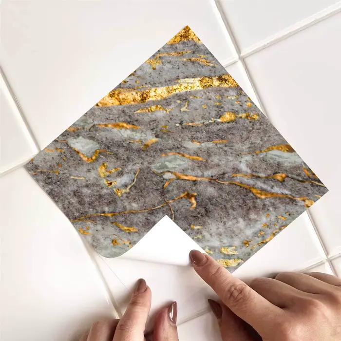 Papier peint adhésif pour carrelage mural-autocollant de sol en cristal texturé imperméable résistant à l'usure