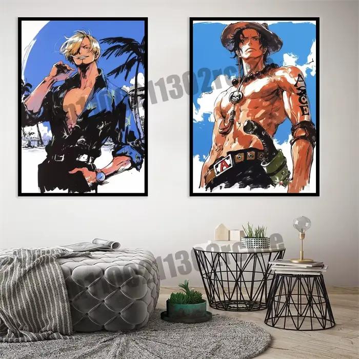 Affiche d'art de peinture sur toile de haute qualité, Anime d'enfance classique japonais une pièce, Luffy, HD, adaptée à la décoration de la chambre à coucher
