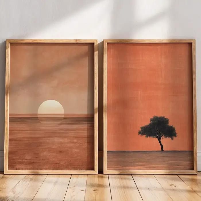 Japandi Wall Art Minimalist Pink Sunset Print