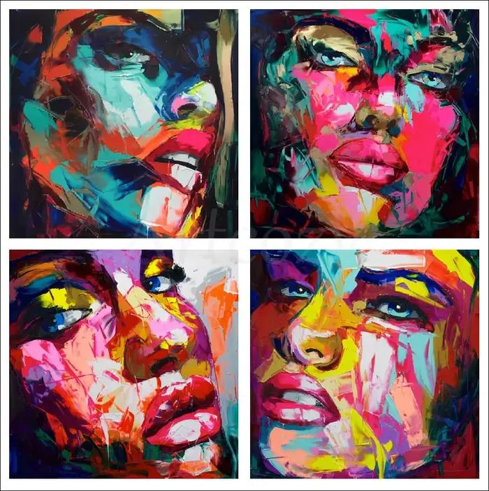 Artcozy Francoise Nielly couteau Spray toile peinture abstraite Portrait visage peinture à l'huile Figure mur Art photos décoration de la maison