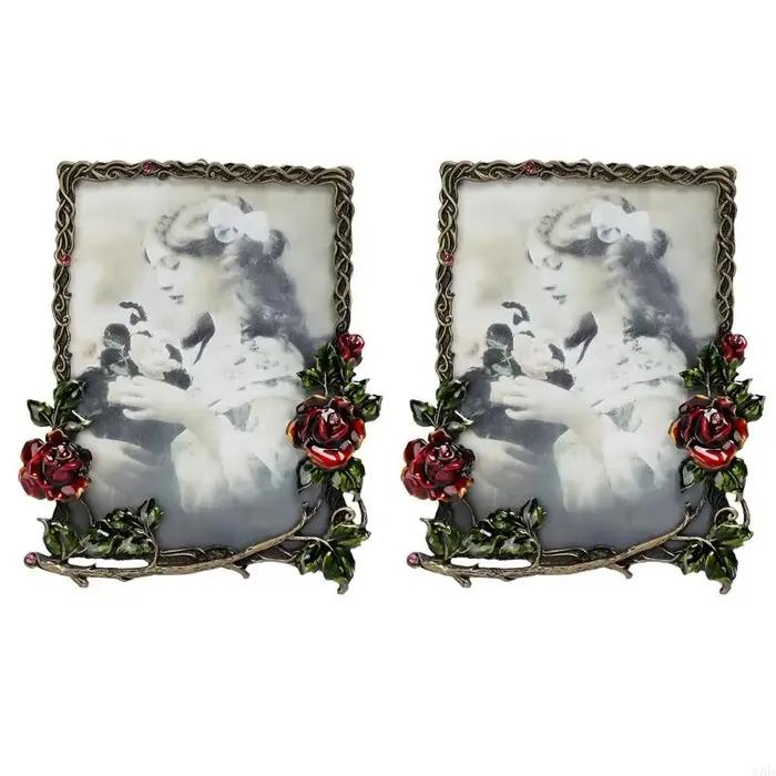 Cadre Photo table en métal en Relief Rose