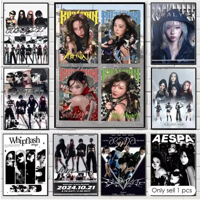 Affiche célèbre du groupe Kpop A-Aespa, impressions d'art mural minimalistes modernes pour chambre à coucher, salon, décoration intérieure, cadeau