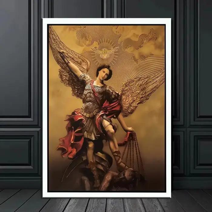 Rétro Religieux Mur Art Christian Ange HD Huile Sur Toile Affiches Et Impressions Michael Archange Salon Chambre Décor Cadeaux