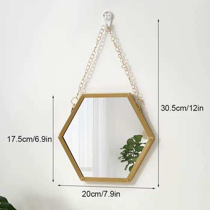 Miroir mural hexagonal en fer