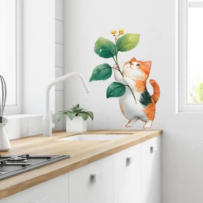 Autocollant Mural chaton malheureux peint