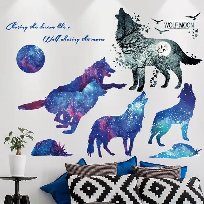 Autocollants muraux Horrific Wolf Forest