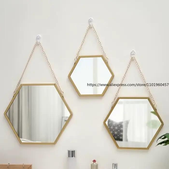 Miroir mural Hexagonal en fer nordique