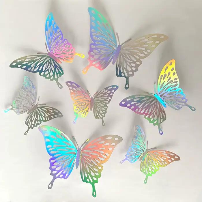 Papier peint papillons creux multicolores