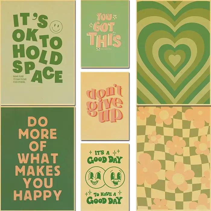 Affiche rétro de mode INS verte inspirante