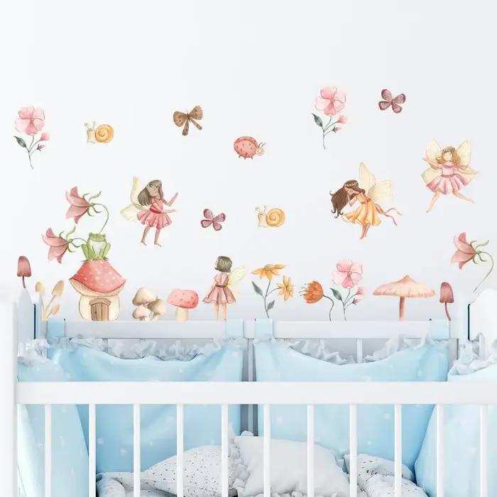 Autocollants muraux féeriques colorés pour chambre de fille