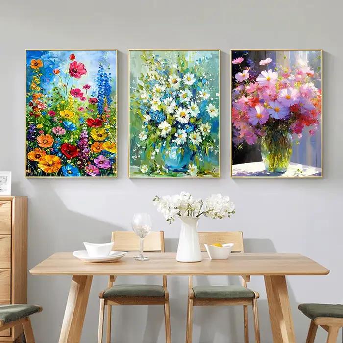 Peinture Diamant Champ de Fleurs de Coquelicot et de Rose