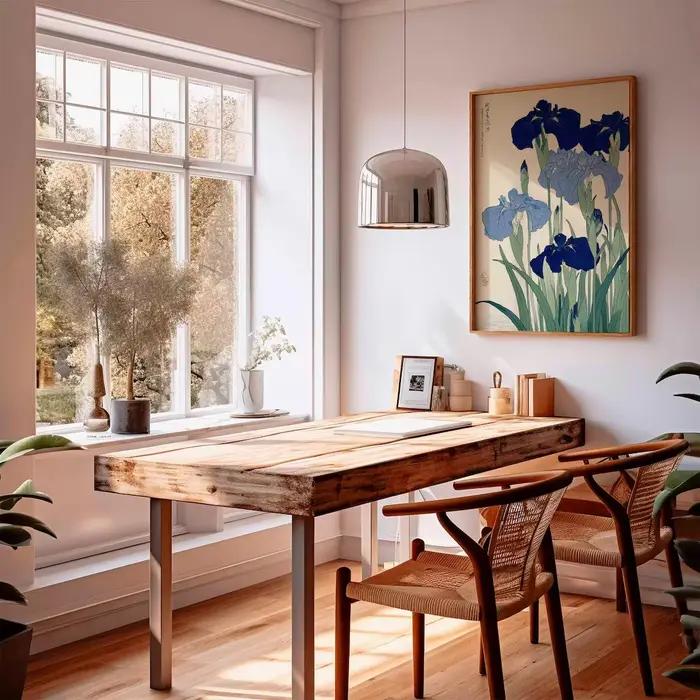 Art mural élégant Ukiyo-E à l'iris bleu - Pour les passionnés de nature ou tout ceux qui aiment une décoration intemporelle et discrète