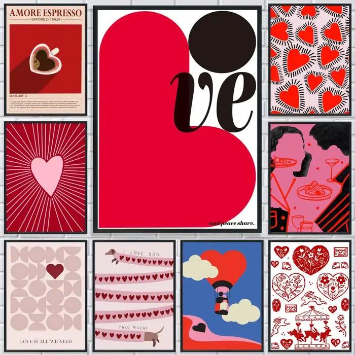 Affiche d'amour rouge pour la saint-valentin
