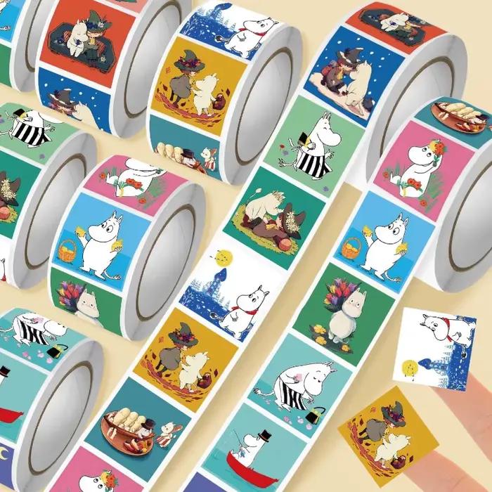 Autocollants Kawaii Anime Moomins Série 500 Pièces Personnages de Dessins Animés Mignons Créativité Impression HD DIY Coque de Téléphone Autocollant Graffiti