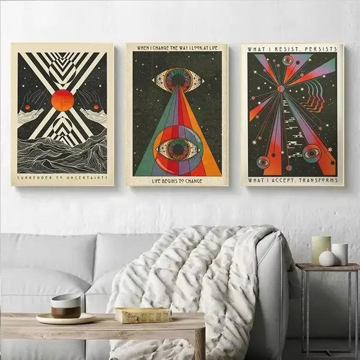 Peinture sur toile rétro bohème psychédélique des années 70